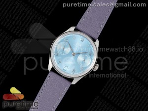 Portugieser Automatic 42mm SS APSF 1:1 Best Edition Ice Blue Dial on Purple Leather Strap A52011