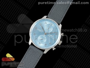 Portuguese Chrono IW3716 ZF 1:1 Best Edition Ice Blue Dial on Blue Leather Strap A69355