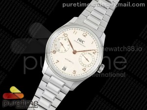 Portugieser Automatic 42mm SS APSF 1:1 Best Edition White/RG Dial on SS Bracelet A52010