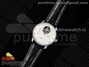 Villeret Tourbillon SS Real PR YSF Best Edition White Dial on Black Leather Strap