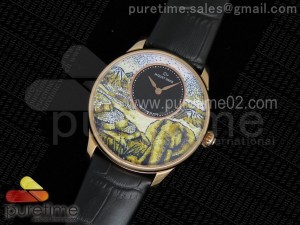 Petite Heure Minute RG Elephant Dial on Black Leather Strap A23J