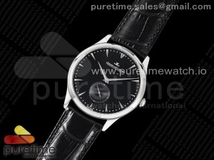 Master Ultra Thin Small Second SS ZF 1:1 Best Edition Black Dial on Black Leather Strap A896