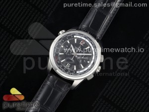 Polaris Chrono SS HKF Best Edition Black Dial on Black Leather Strap A752A
