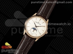 Master Ultra Thin Moon RG APSF 1:1 Best Edition White Dial on Brown Leather Strap SA925 Super Clone