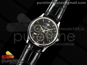 Master Ultra Thin Perpetual Calendar SS VRF 1:1 Best Edition Gray Dial on Black Leather Strap A868