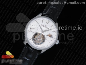 Master Grande Tradition Tourbillon SS White Textured Dial on Black Leather Strap