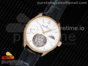 Master Grande Tradition Tourbillon YG White Textured Dial on Black Leather Strap