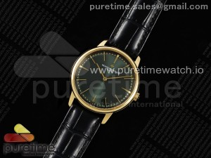 Patrimony YG KZF Best Edition Green Dial on Black Leather Strap MIYOTA 9015