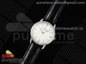 Patrimony SS KZF Best Edition White Dial on Black Leather Strap MIYOTA 9015