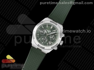 Overseas 5500V Chrono SS 8F 1:1 Best Edition Green Dial on Green Rubber Strap A5200