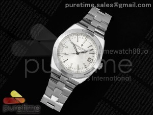 Overseas 4500V SS 8F 1:1 Best Edition Silver Dial on SS Bracelet A5100