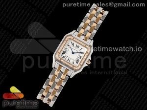 Panthère 27mm BVF 1:1 Best Edition SS/RG White Dial Diamonds Bezel on SS/RG Bracelet Ronda Quartz