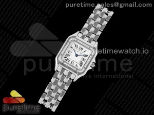 Panthère 27mm BVF 1:1 Best Edition SS White Dial Diamonds Bezel on SS Bracelet Ronda Quartz