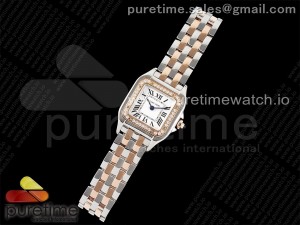 Panthère 22mm BVF 1:1 Best Edition SS/RG White Dial Diamonds Bezel on SS/RG Bracelet Ronda Quartz