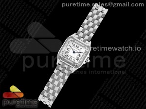 Panthère 22mm BVF 1:1 Best Edition SS White Dial Diamonds Bezel on SS Bracelet Ronda Quartz