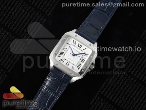 Santos de Cartier 35mm 3KF 1:1 Best Edition White Dial on Blue Leather Strap MIYOTA 9015