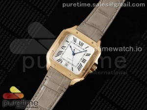 Santos de Cartier 40mm RG 3KF 1:1 Best Edition White Dial on Gray Leather Strap MIYOTA 9015