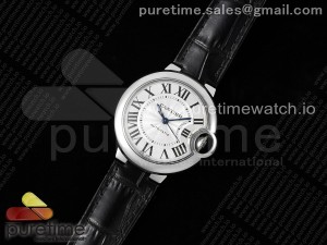 Ballon Bleu 33mm SS 3KF 1:1 Best Edition White Dial on Black Leather Strap A076