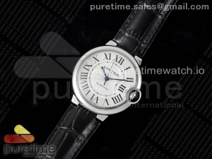 Ballon Bleu 36mm SS 3KF 1:1 Best Edition White Dial on Black Leather Strap A076