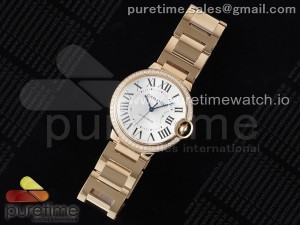 Ballon Bleu 36mm RG 3KF 1:1 Best Edition White Dial Diamonds Bezel on RG Bracelet A076