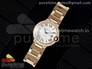 Ballon Bleu 36mm RG 3KF 1:1 Best Edition White Dial 2 Lines Diamonds Bezel on RG Bracelet A076