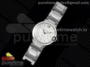 Ballon Bleu 36mm SS 3KF 1:1 Best Edition White Dial Diamonds Markers on SS Bracelet A076