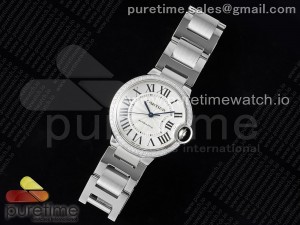 Ballon Bleu 36mm SS 3KF 1:1 Best Edition White Dial Diamonds Bezel on SS Bracelet A076