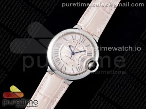 Ballon Bleu 33mm SS 3KF 1:1 Best Edition Pink Dial on Pink Leather Strap A076