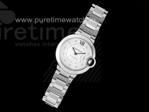 Ballon Bleu 33mm SS 3KF 1:1 Best Edition White Dial Diamonds Markers on SS Bracelet A076