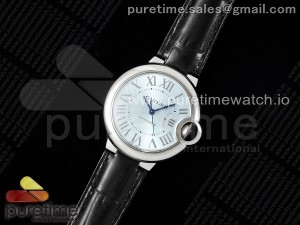 Ballon Bleu 33mm SS 3KF 1:1 Best Edition Ice Blue Dial on Black Leather Strap A076