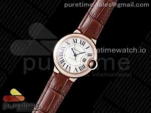 Ballon Bleu 33mm RG AF 1:1 Best Edition Silver Dial on Brown Leather Strap SEIKO NH05A