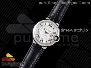 Ballon Bleu 33mm SS AF 1:1 Best Edition Silver Dial on Black Leather Strap SEIKO NH05A