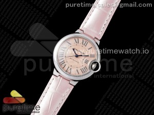 Ballon Bleu 33mm SS AF 1:1 Best Edition Pink Dial on Pink Leather Strap SEIKO NH05A