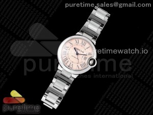 Ballon Bleu 33mm SS AF 1:1 Best Edition Pink Dial on SS Bracelet SEIKO NH05A (Quick Release)