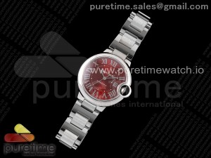 Ballon Bleu 33mm SS AF 1:1 Best Edition Red Dial on SS Bracelet SEIKO NH05A (Quick Release)