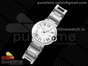 Ballon Bleu 42mm SS AF 1:1 Best Edition White Texture Dial on SS Bracelet A2824 V5