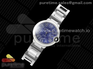 Ballon Bleu 42mm SS AF 1:1 Best Edition Blue Texture Dial on SS Bracelet A2824 V5