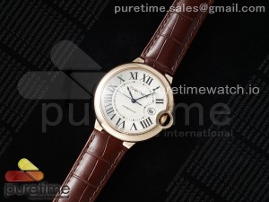 Ballon Bleu 42mm RG AF 1:1 Best Edition White Texture Dial on Brown Leather Strap A2824 V5