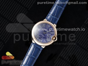 Ballon Bleu 42mm RG AF 1:1 Best Edition Blue Texture Dial on Blue Leather Strap A2824 V5