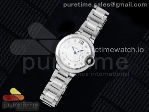 Ballon Bleu 33mm SS CHF 1:1 Best Edition White Diamonds Dial on SS Bracelet Jap Quartz