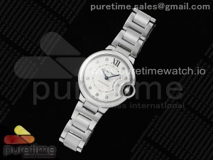 Ballon Bleu 33mm SS AF 1:1 Best Edition White Diamonds Dial on SS Bracelet Ronda Quartz (Quick Release)