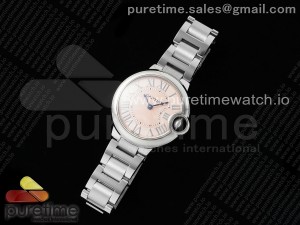 Ballon Bleu 33mm SS AF 1:1 Best Edition Pink Textured Dial on SS Bracelet Ronda Quartz