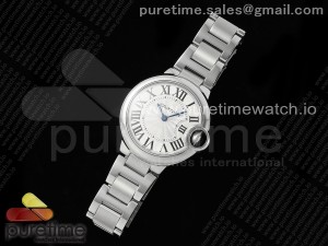 Ballon Bleu 33mm SS AF 1:1 Best Edition White Textured Dial on SS Bracelet Ronda Quartz