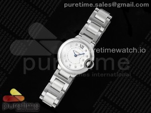 Ballon Bleu Ladies 28mm SS AF 1:1 Best Edition White Diamonds Dial on SS Bracelet Ronda Quartz