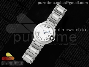 Ballon Bleu Ladies 28mm SS AF 1:1 Best Edition White Dial on SS Bracelet Ronda Quartz