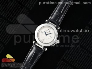 Pasha 30mm SS AF 1:1 Best Edition White Textured Dial on Black Leather Strap Jaq Quartz