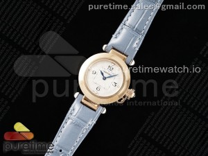 Pasha 30mm RG AF 1:1 Best Edition White Textured Dial on Blue Leather Strap Jaq Quartz