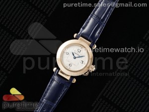 Pasha 30mm RG AF 1:1 Best Edition White Textured Dial on Deep Blue Leather Strap Jaq Quartz