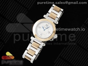 Pasha 30mm SS/RG AF 1:1 Best Edition White Textured Dial on SS/RG Bracelet Jaq Quartz