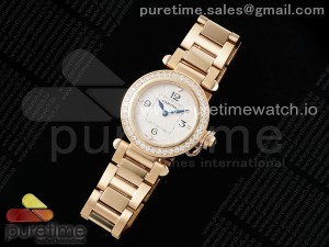 Pasha 30mm RG AF 1:1 Best Edition White Textured Dial Diamonds Bezel on RG Bracelet Jaq Quartz